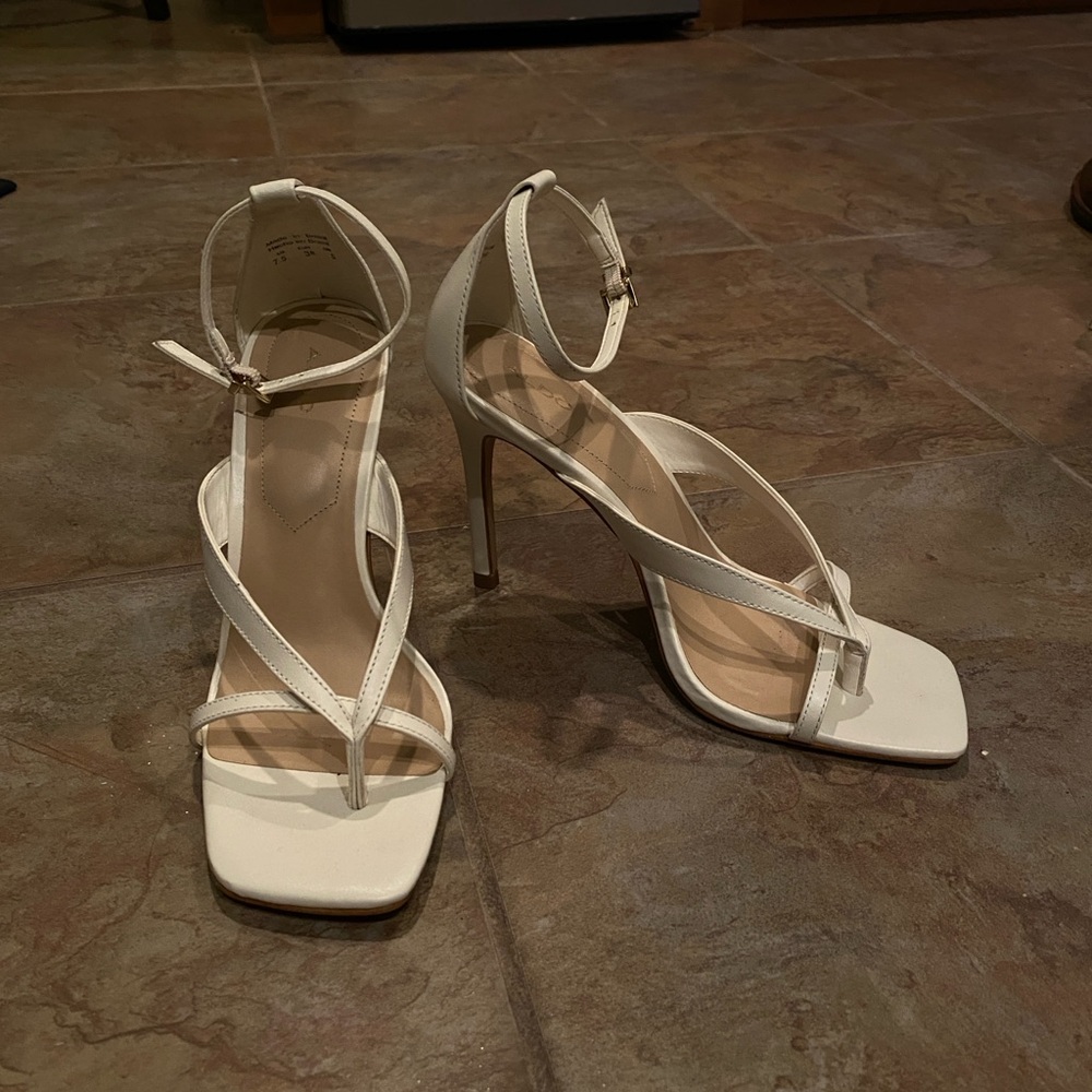 ALDO White Strap Square Toe High Heel